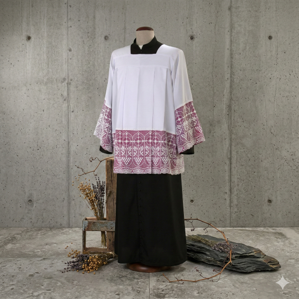 Komża kapłańska z gipiurą i podbitką kanonicką |Szaty Liturgiczne