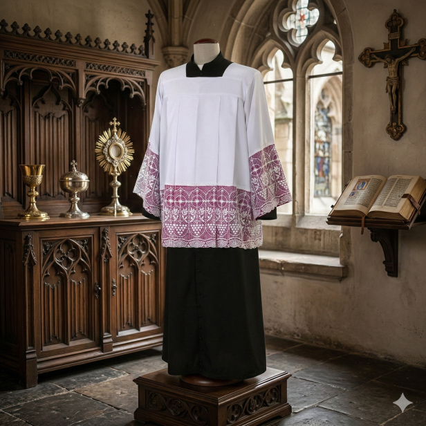 Komża kapłańska z gipiurą i podbitką kanonicką |Szaty Liturgiczne