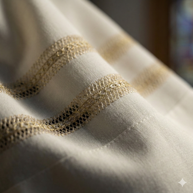 Komża kapłańska ze złotą mereżką – elegancka | Szaty Liturgiczne