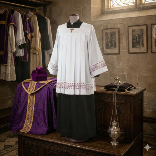 Komża kapłańska z kanonicką podbitką | Szaty Liturgiczne