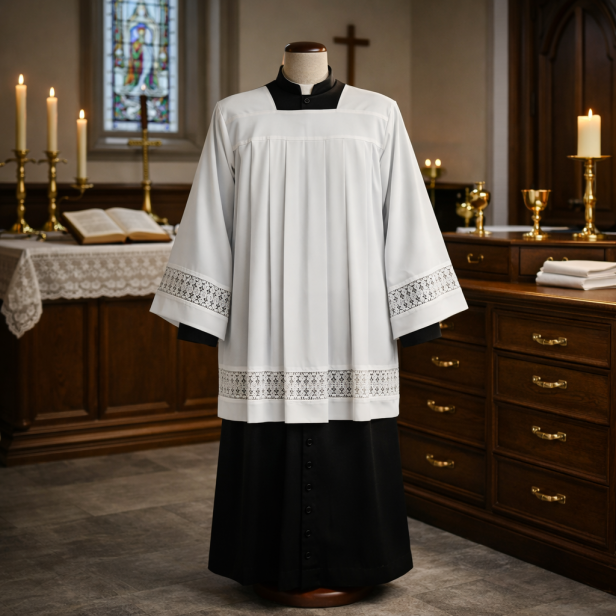 Komża kapłańska ecru z wełny – tropik 45% wełna | Szaty Liturgiczne