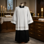 Komża kapłańska ecru z wełny – tropik 45% wełna | Szaty Liturgiczne