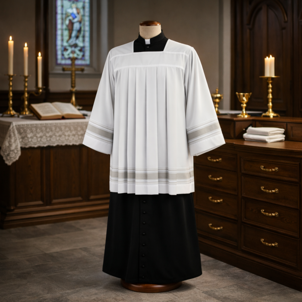 Komża kapłańska śmietankowa – wiskoza premium | Szaty Liturgiczne