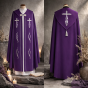 Kapa fioletowa haftowana – Alfa i Omega | Szaty Liturgiczne