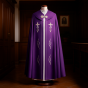 Kapa fioletowa haftowana – Alfa i Omega | Szaty Liturgiczne