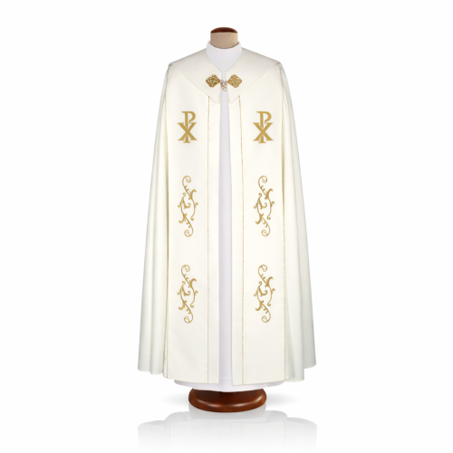 Kapa biała haftowana PX – eucharystyczna | Szaty Liturgiczne