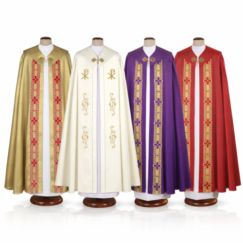 Kapa brokatowa z taśmą – 4 kolory liturgiczne | Szaty Liturgiczne