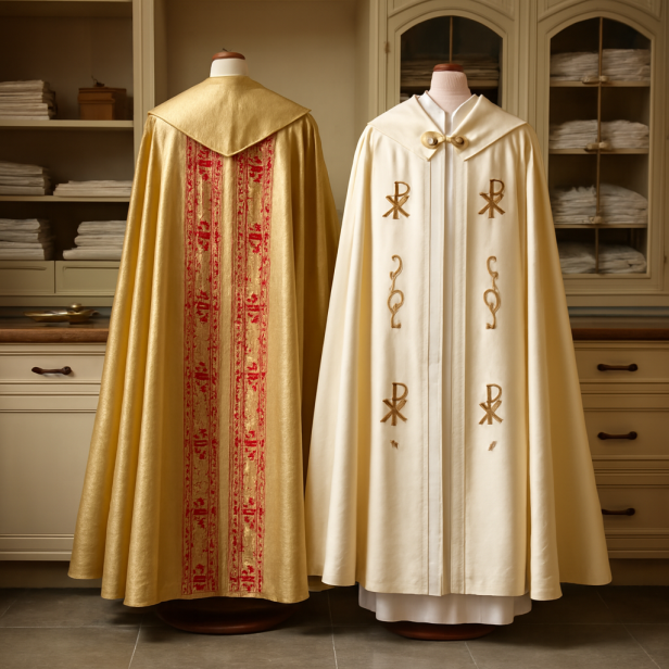 Kapa brokatowa z taśmą – 4 kolory liturgiczne | Szaty Liturgiczne