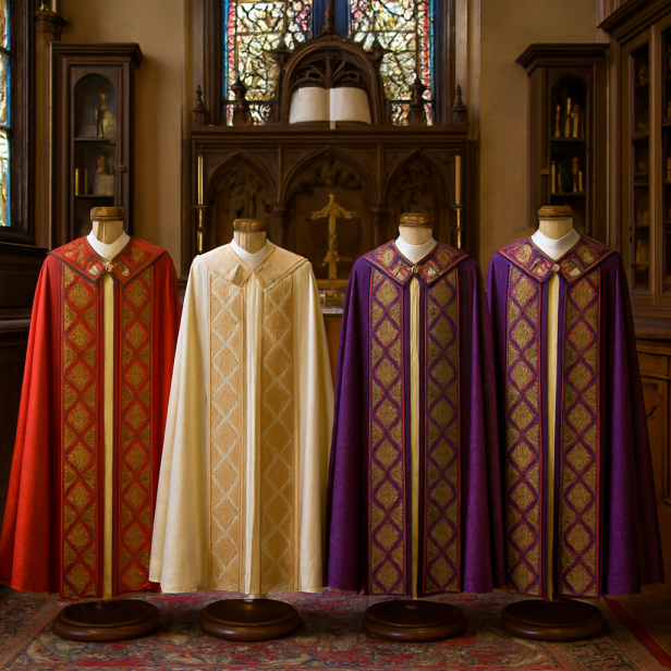 Kapa adamaszkowa klasyczna – 3 kolory | Szaty Liturgiczne