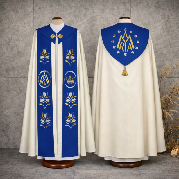 Kapa Maryjna AM – haftowana premium | Szaty Liturgiczne
