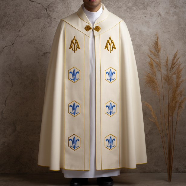 Kapa Maryjna kremowa AM – klasyczna | Szaty Liturgiczne