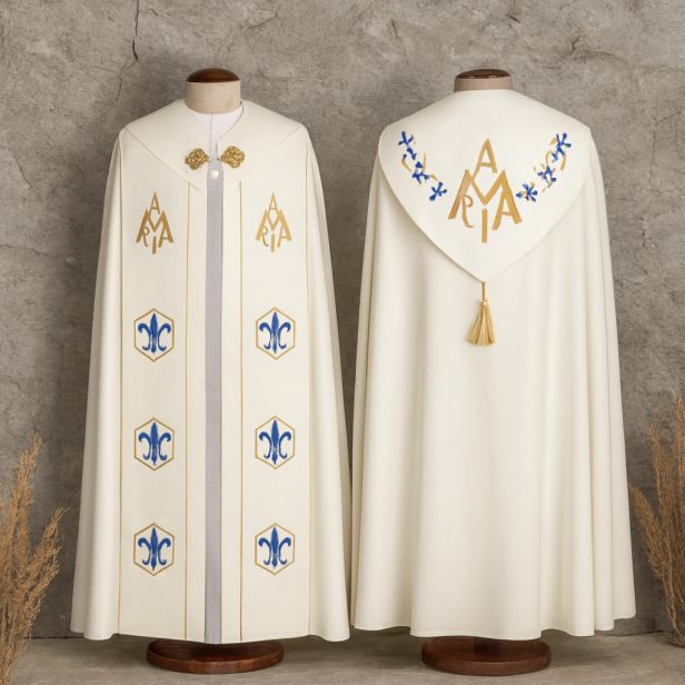 Kapa Maryjna kremowa AM – klasyczna | Szaty Liturgiczne