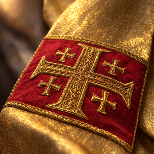 Stuła kapłańska krótka – kazaniowa z krzyżem jerozolimskim