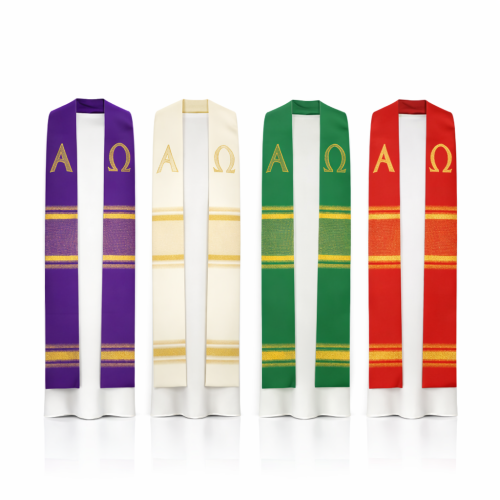 Stuła kapłańska Alpha Omega – haftowana | Szaty Liturgiczne