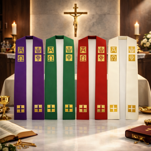 Stuła kapłańska Alpha Omega – eucharystyczna | Szaty Liturgiczne