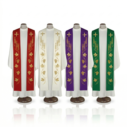 Stuła kapłańska eucharystyczna z kłosami i winogronem | Szaty Liturgiczne
