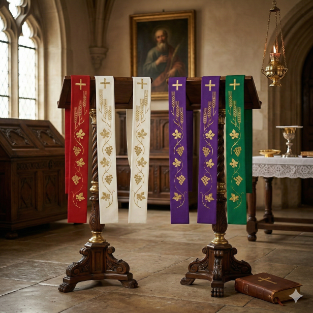 Stuła kapłańska eucharystyczna z kłosami i winogronem | Szaty Liturgiczne