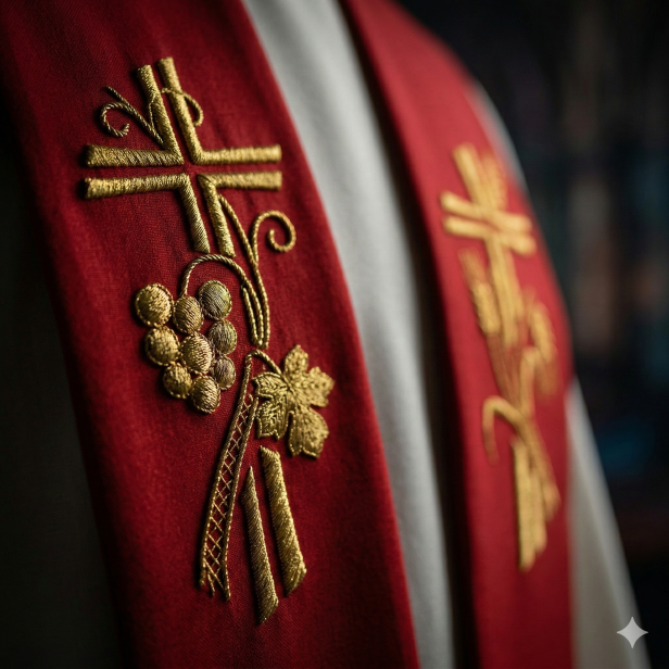 Stuła kapłańska eucharystyczna z symbolem chleba i wina | Szaty Liturgiczne