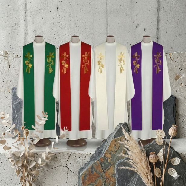 Stuła kapłańska eucharystyczna z symbolem chleba i wina | Szaty Liturgiczne