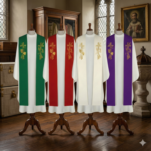 Stuła kapłańska eucharystyczna z symbolem chleba i wina | Szaty Liturgiczne