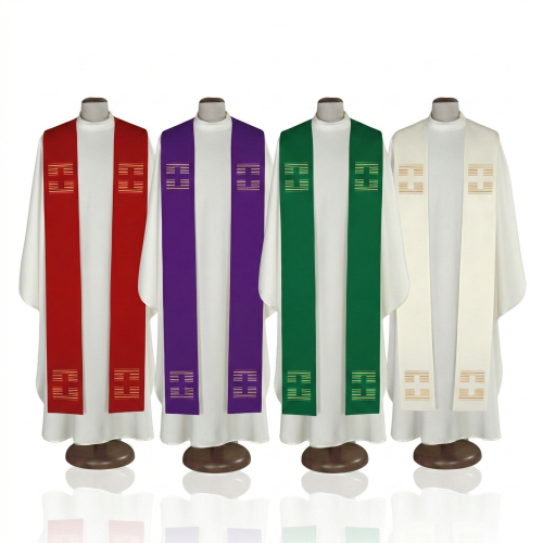 Stuła kapłańska geometryczna z nowoczesnym haftem | Szaty Liturgiczne