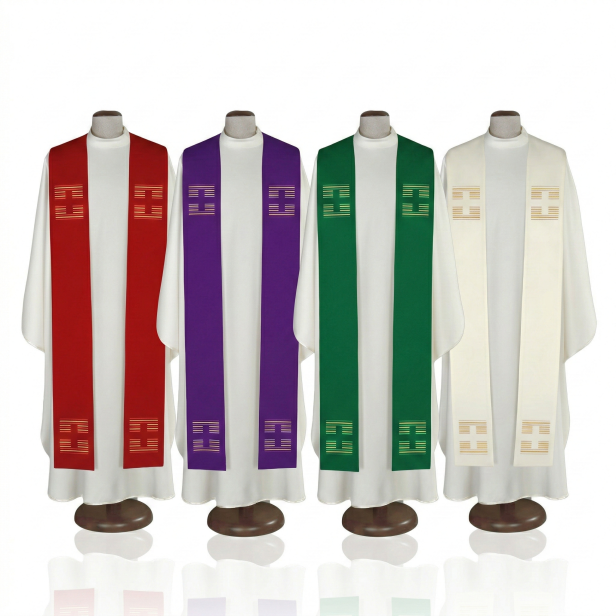 Stuła kapłańska geometryczna z nowoczesnym haftem | Szaty Liturgiczne