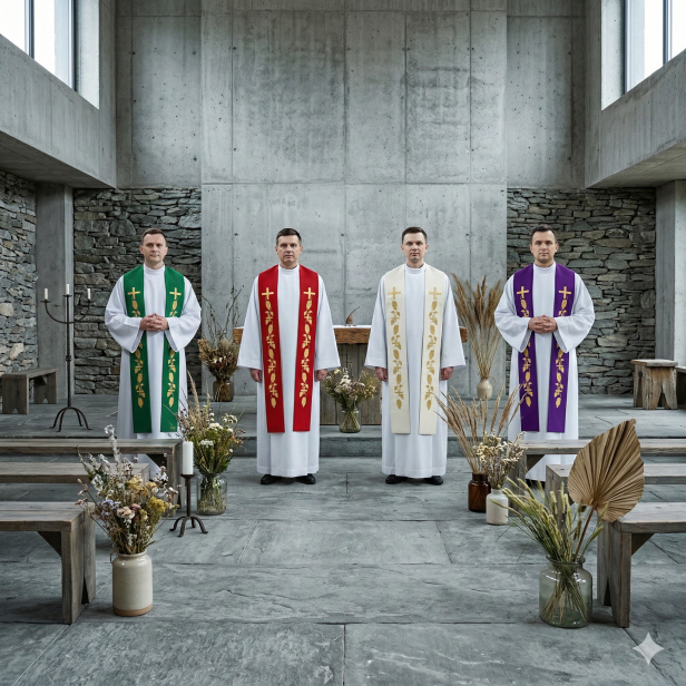 Stuła kapłańska haftowana z krzyżami i motywem winogron | Szaty Liturgiczne