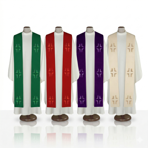 Stuła kapłańska haftowana z motywem krzyży | Szaty Liturgiczne