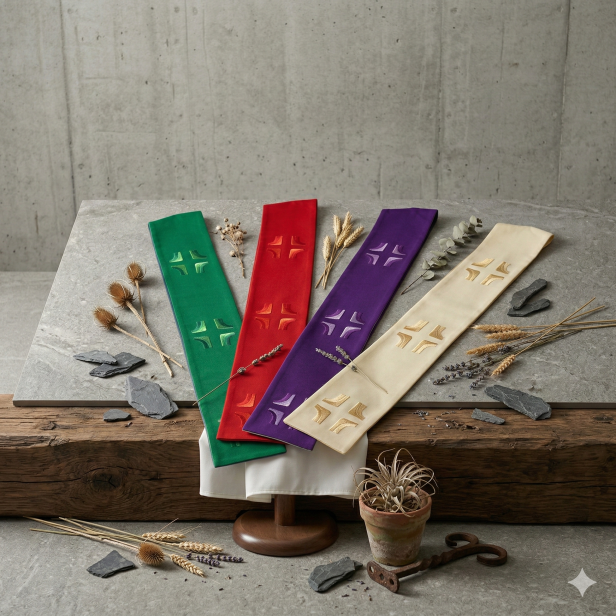 Stuła kapłańska haftowana z motywem krzyży | Szaty Liturgiczne