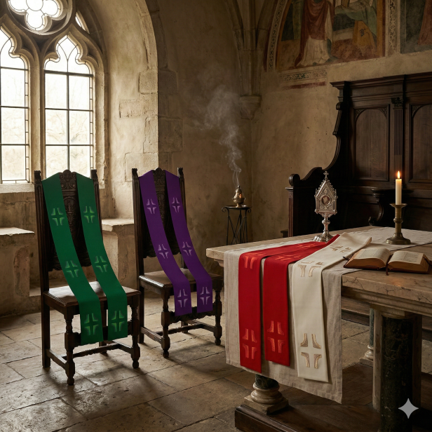 Stuła kapłańska haftowana z motywem krzyży | Szaty Liturgiczne