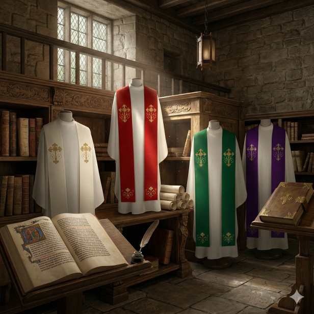 Stuła kapłańska klasyczna z haftowanym krzyżem | Szaty Liturgiczne