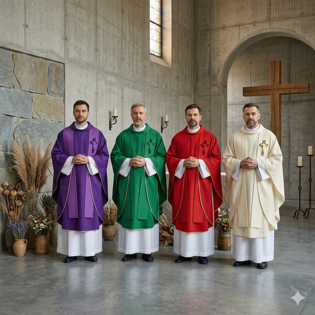 Stuła kapłańska minimalistyczna z haftowanym krzyżem | Szaty Liturgiczne