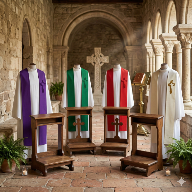 Stuła kapłańska minimalistyczna z haftowanym krzyżem | Szaty Liturgiczne