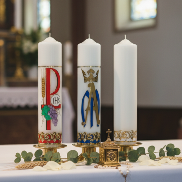 Świeca OŁTARZOWA (czysta, eucharystyczna lub maryjna) – Ø 7 cm, wys. 27 cm
