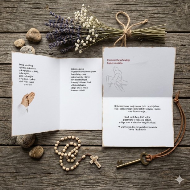 przykładowe życzenia Karnet z życzeniami na Bierzmowanie kartka okolicznościowa