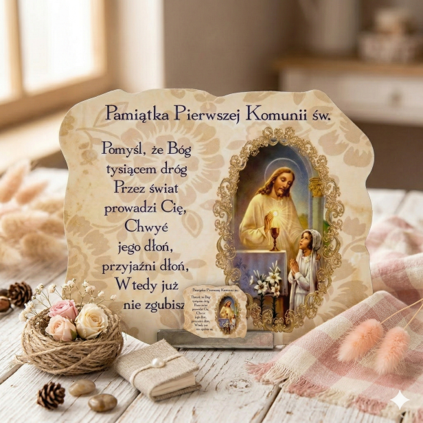 Magnes Pamiątka I Komunii Świętej 11×9 cm – Dziewczynka | Podziękowanie dla Gości
