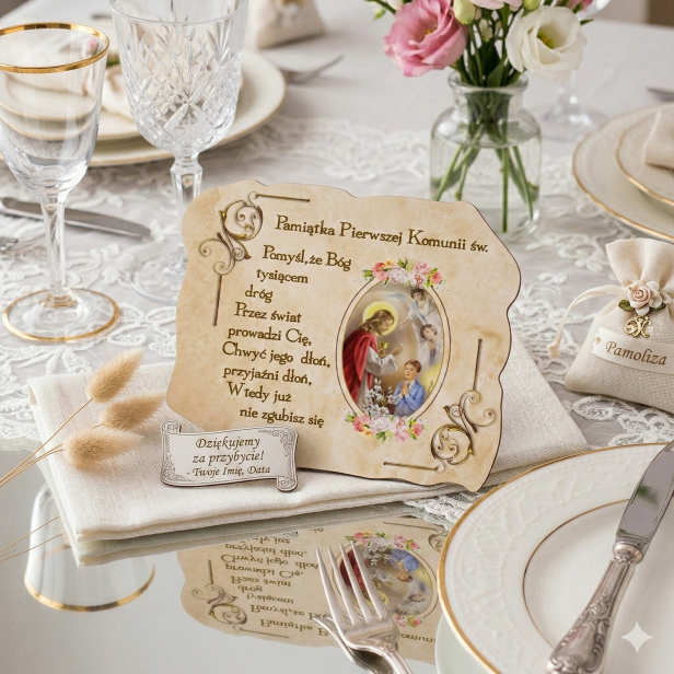 Magnes Pamiątka I Komunii Świętej 11×9 cm – Chłopiec | Podziękowanie dla Gości