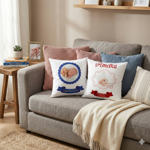 Poduszka imienna ze zdjęciem 40×40 – personalizowana pamiątka