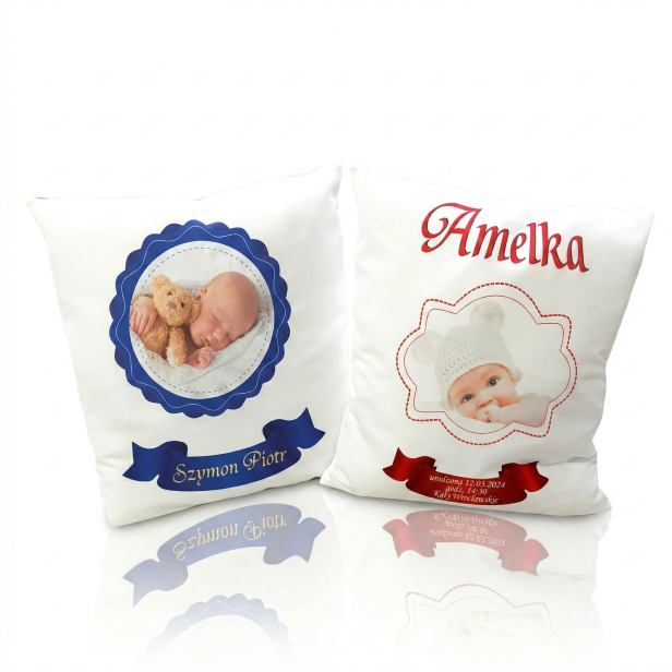 Poduszka imienna ze zdjęciem 40×40 – personalizowana pamiątka