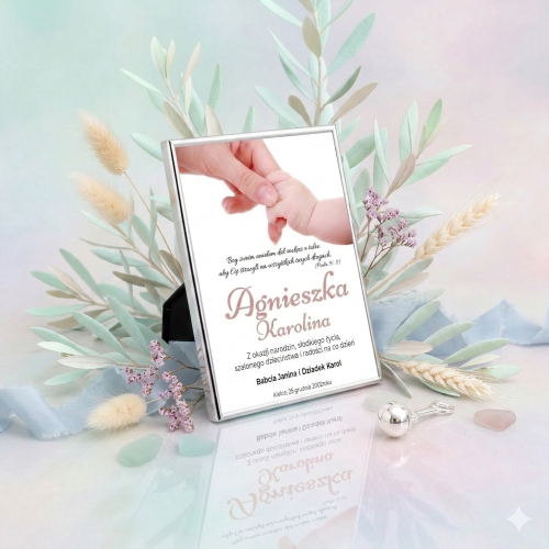 BAMBINO – Obrazek w srebrnej ramie 13×18 cm z personalizacją | SILVER BABY™