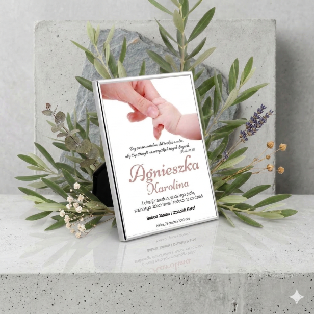 BAMBINO – Obrazek w srebrnej ramie 13×18 cm z personalizacją | SILVER BABY™