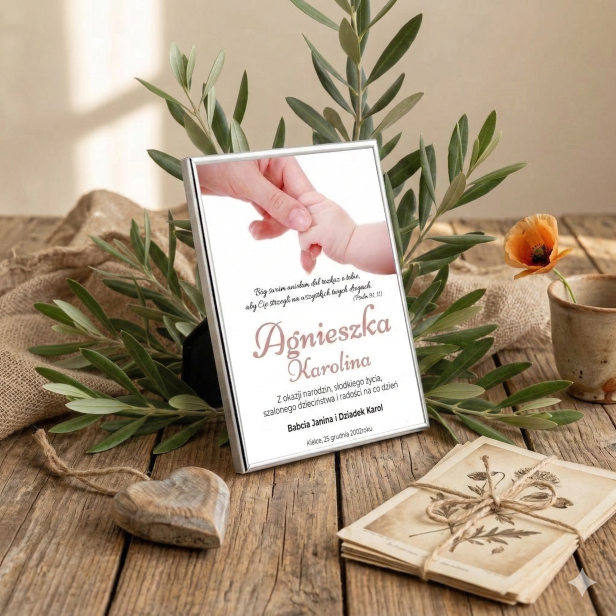 BAMBINO – Obrazek w srebrnej ramie 13×18 cm z personalizacją | SILVER BABY™