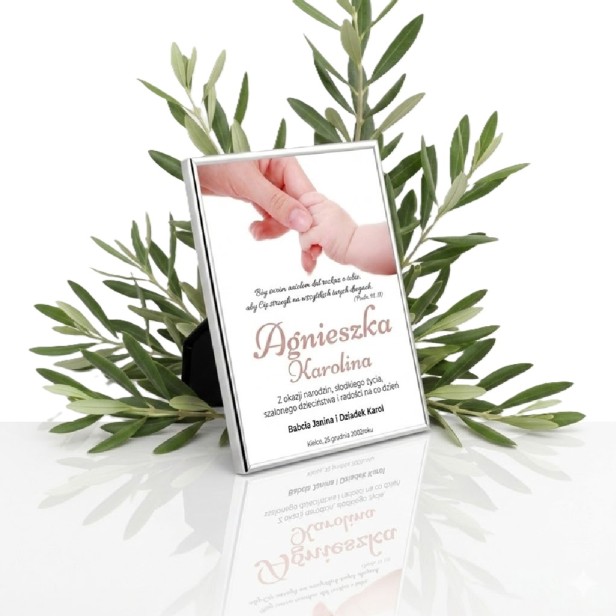 BAMBINO – Obrazek w srebrnej ramie 13×18 cm z personalizacją | SILVER BABY™