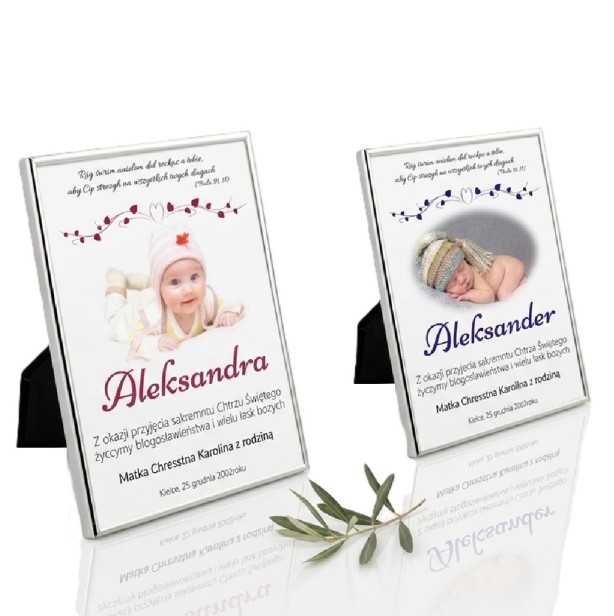 BAMBINO – Obrazek w srebrnej ramie ze zdjęciem i personalizacją 13×18 cm | SZAFIR & CHERRY