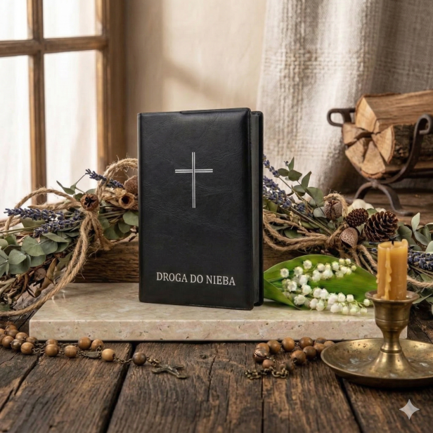 Etui ochronne na modlitewnik „Droga do Nieba” – czarna okładka z krzyżem