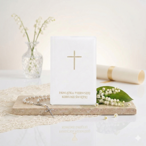 Etui komunijne na modlitewnik „Droga do Nieba” – biała okładka Pamiątka I Komunii