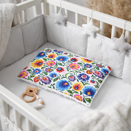 Poduszka niemowlęca MINKY Folk – płaska do wózka i łóżeczka | Linia FolkStyle®