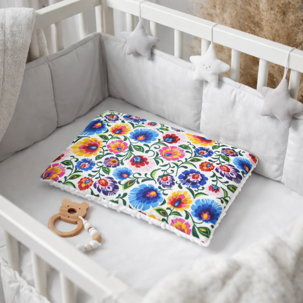 Poduszka niemowlęca MINKY Folk – płaska do wózka i łóżeczka | Linia FolkStyle®