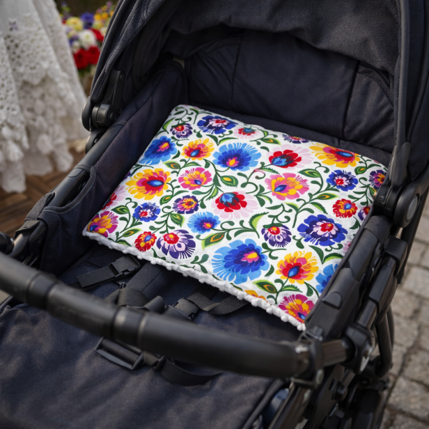 Poduszka niemowlęca MINKY Folk – płaska do wózka i łóżeczka | Linia FolkStyle®