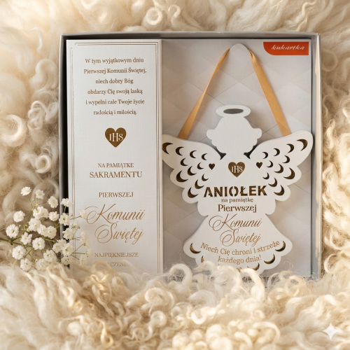 Zawieszka ANIOŁ „IHS” – Pamiątka komunijna